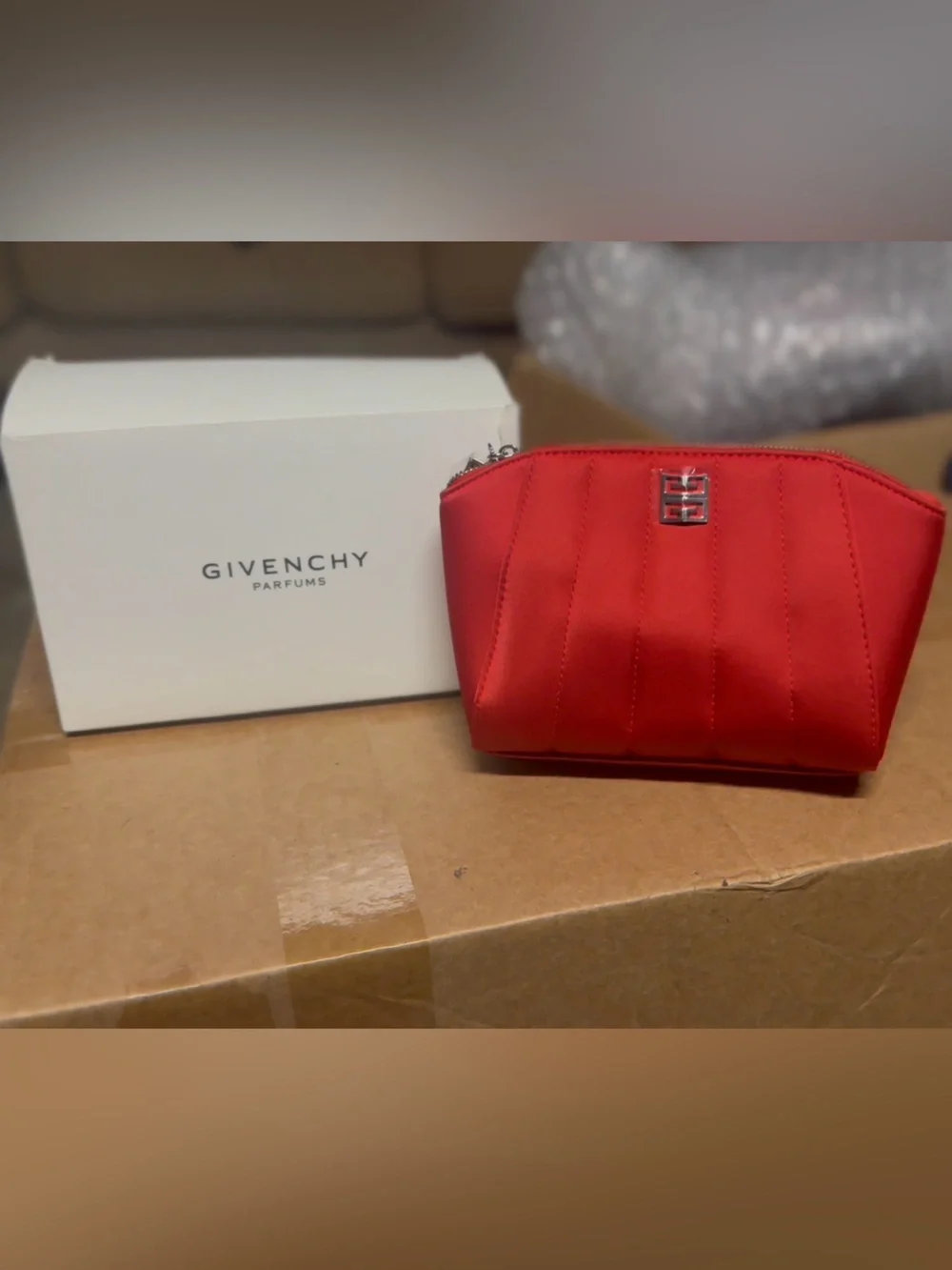 Givenchy iconic Red Quilted Cosmetic Bag/ pouch